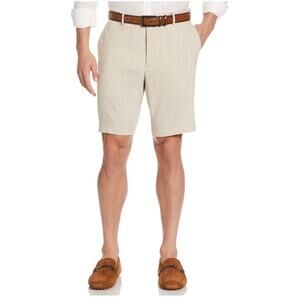 CUBAVERA | Men's NEW Linen Blend Stretch Flat-Front Shorts Size 32 Extended Tab